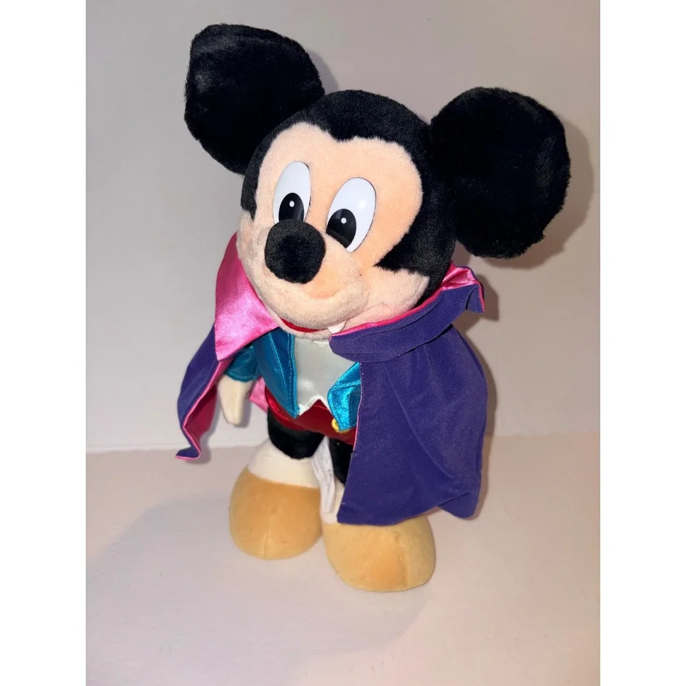 Disney Store Mickey Mouse Vampire Halloween Plush Purple Cape 12‎ Inch